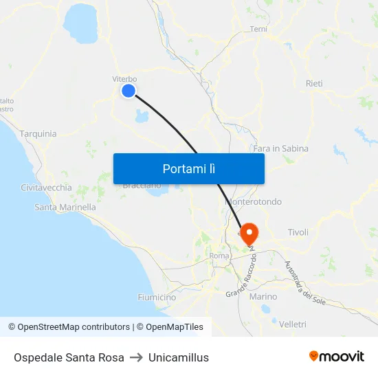 Ospedale Santa Rosa to Unicamillus map