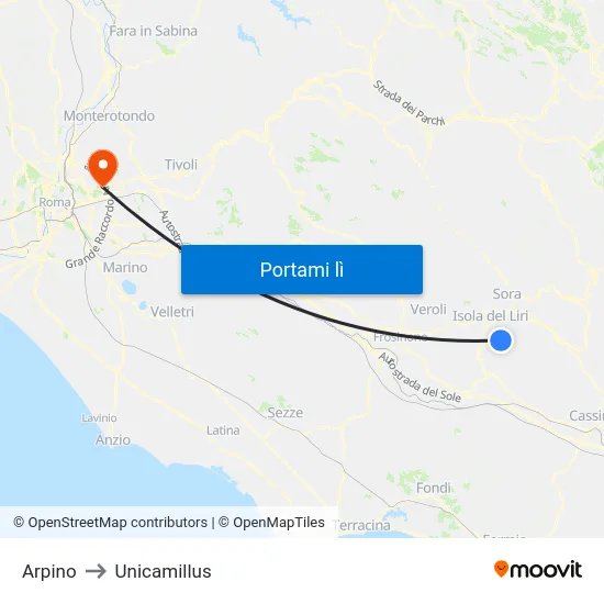 Arpino to Unicamillus map
