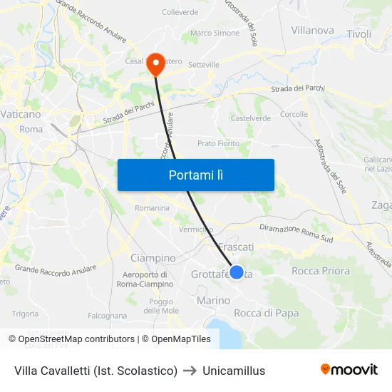 Villa Cavalletti (Ist. Scolastico) to Unicamillus map