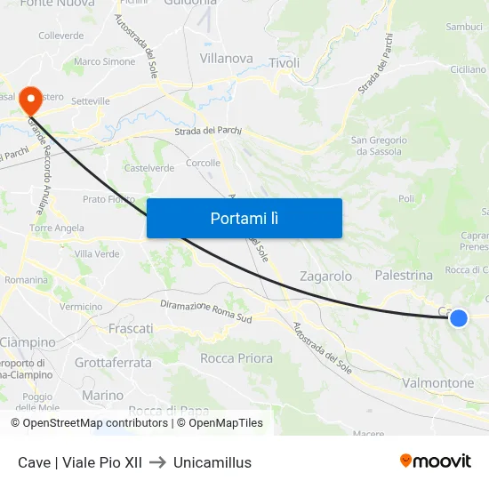 Cave | Viale Pio XII to Unicamillus map