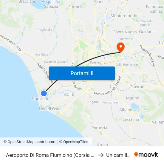 Aeroporto Di Roma Fiumicino (Corsia 12) to Unicamillus map