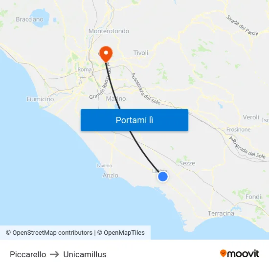 Piccarello to Unicamillus map