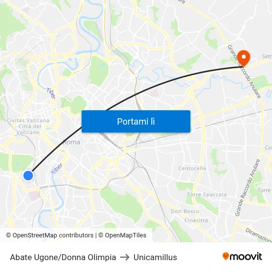 Abate Ugone/Donna Olimpia to Unicamillus map
