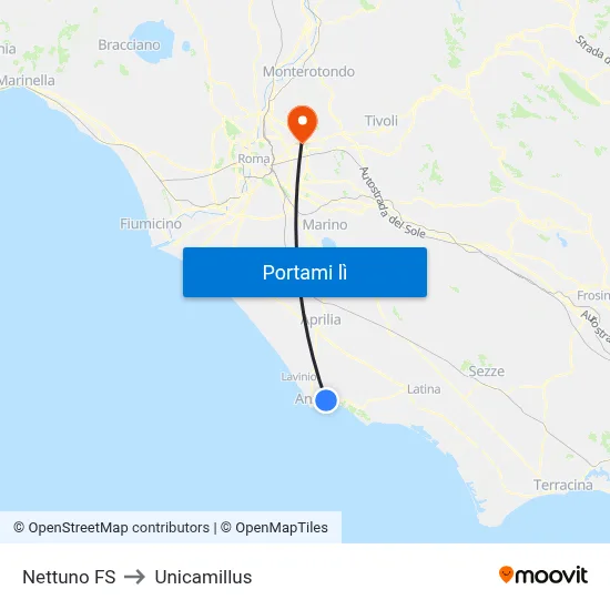Nettuno FS to Unicamillus map