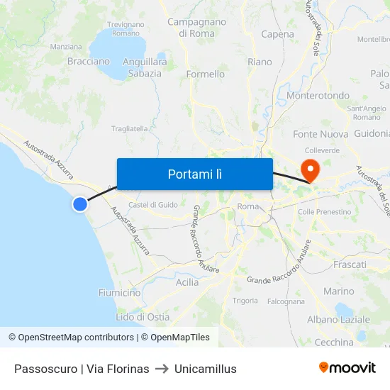 Passoscuro | Via Florinas to Unicamillus map