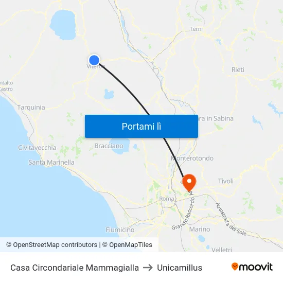 Casa Circondariale Mammagialla to Unicamillus map