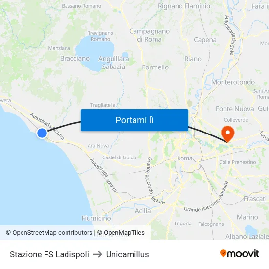 Stazione FS Ladispoli to Unicamillus map