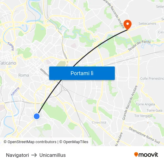 Navigatori to Unicamillus map