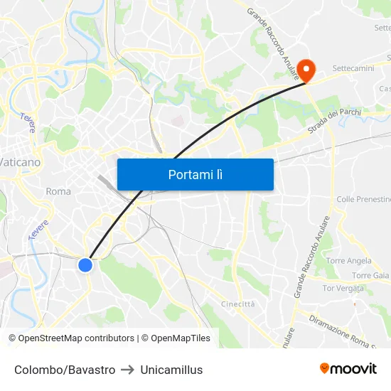 Colombo/Bavastro to Unicamillus map