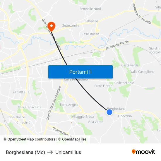 Borghesiana (Mc) to Unicamillus map