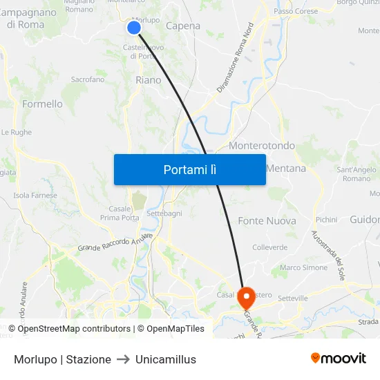 Morlupo | Stazione to Unicamillus map