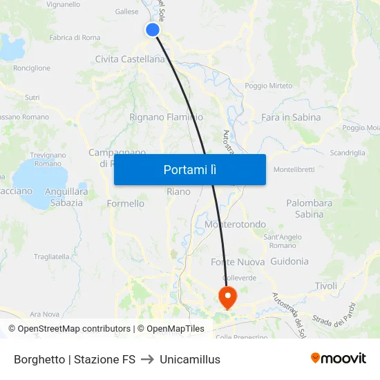 Borghetto | Stazione FS to Unicamillus map