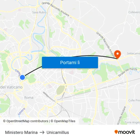 Ministero Marina to Unicamillus map
