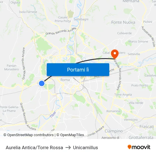 Aurelia Antica/Torre Rossa to Unicamillus map
