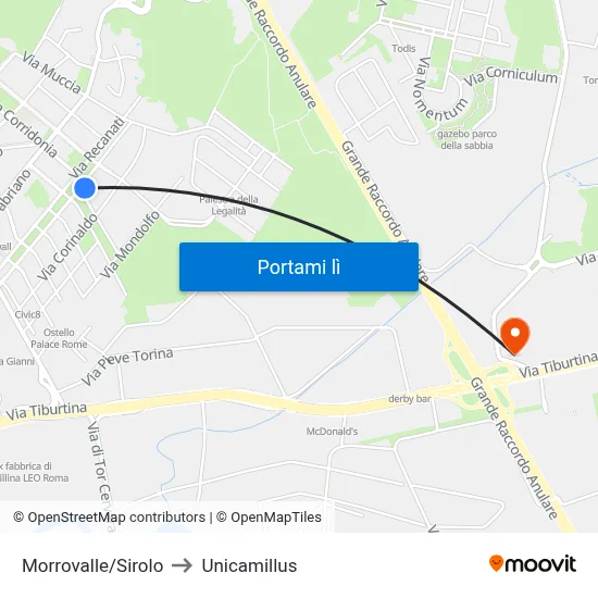 Morrovalle/Sirolo to Unicamillus map