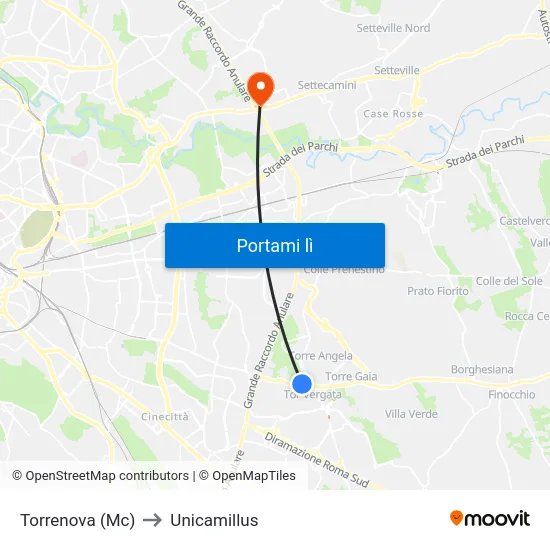 Torrenova (Mc) to Unicamillus map