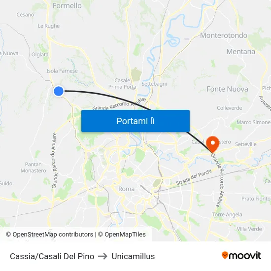 Cassia/Casali Del Pino to Unicamillus map