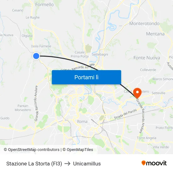 Stazione La Storta (Fl3) to Unicamillus map
