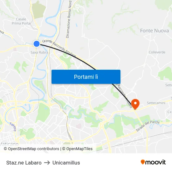 Staz.ne Labaro to Unicamillus map