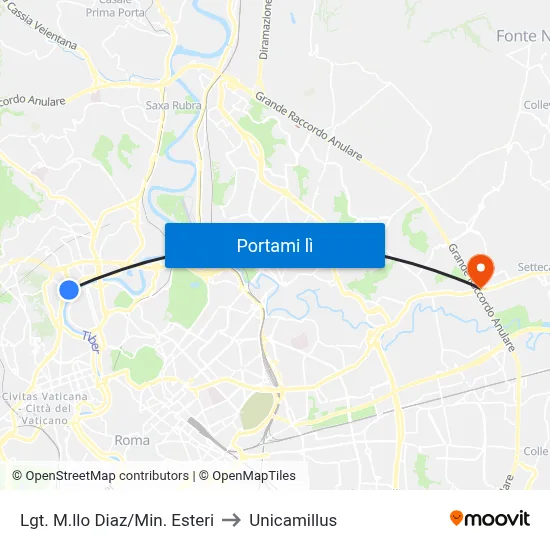 Lgt. M.llo Diaz/Min. Esteri to Unicamillus map
