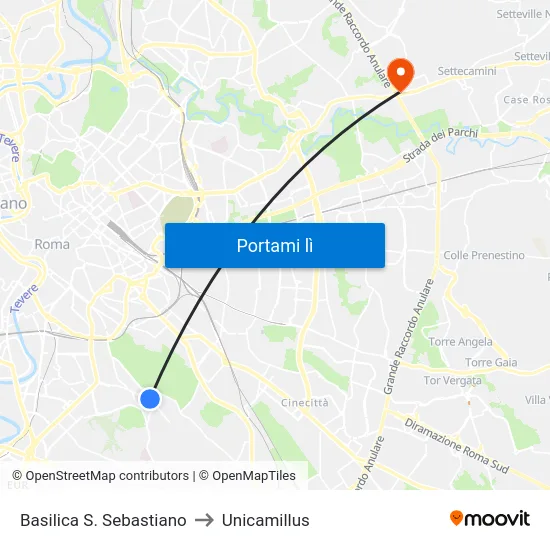 Basilica S. Sebastiano to Unicamillus map