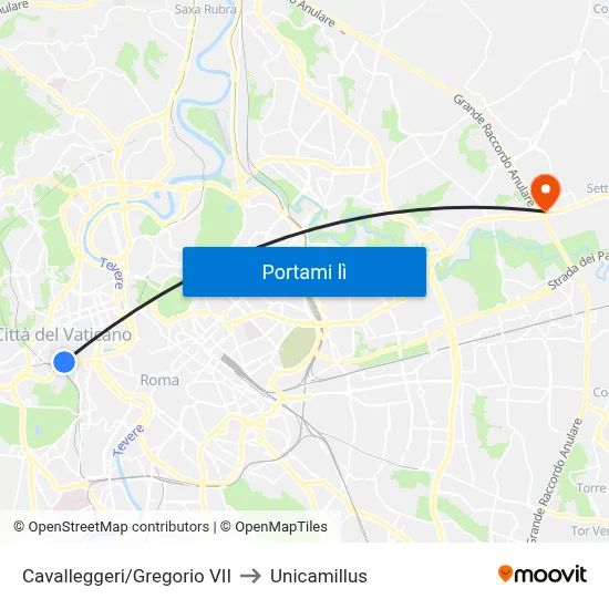 Cavalleggeri/Gregorio VII to Unicamillus map