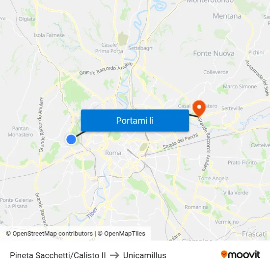 Pineta Sacchetti/Calisto II to Unicamillus map