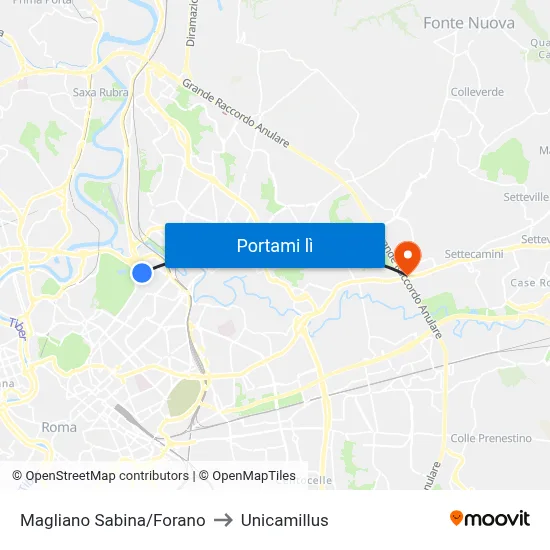 Magliano Sabina/Forano to Unicamillus map