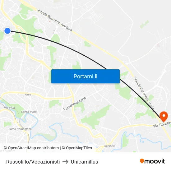 Russolillo/Vocazionisti to Unicamillus map