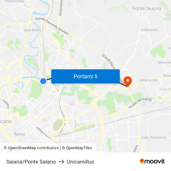 Salaria/Ponte Salario to Unicamillus map
