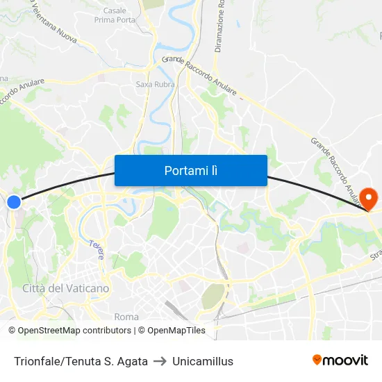 Trionfale/Tenuta S. Agata to Unicamillus map