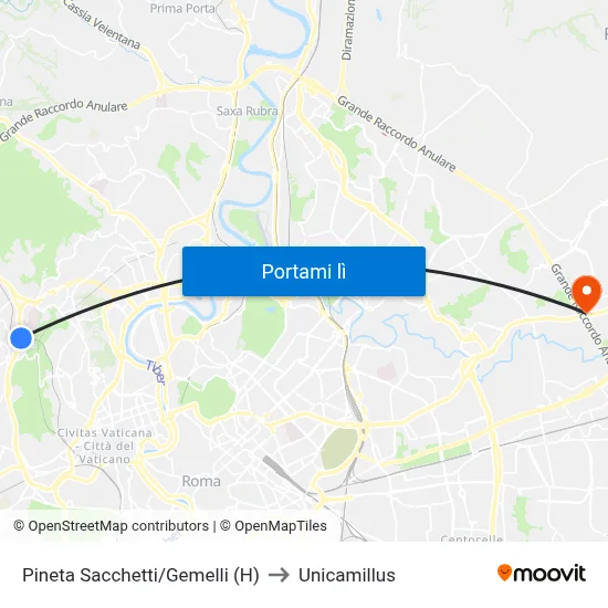 Pineta Sacchetti/Gemelli (H) to Unicamillus map