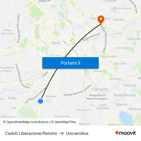 Caduti Liberazione/Renzini to Unicamillus map