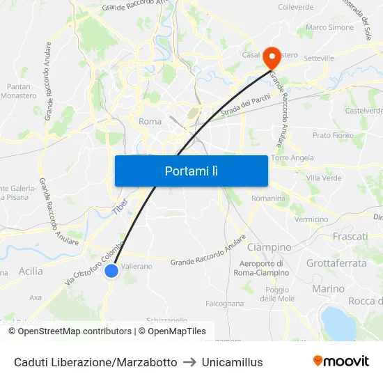 Caduti Liberazione/Marzabotto to Unicamillus map