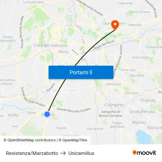 Resistenza/Marzabotto to Unicamillus map
