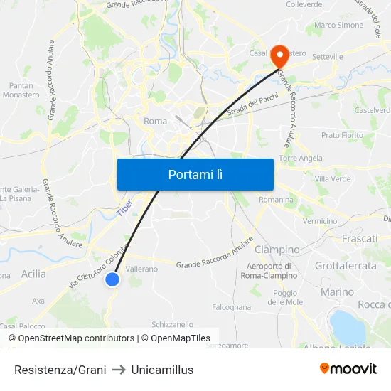 Resistenza/Grani to Unicamillus map