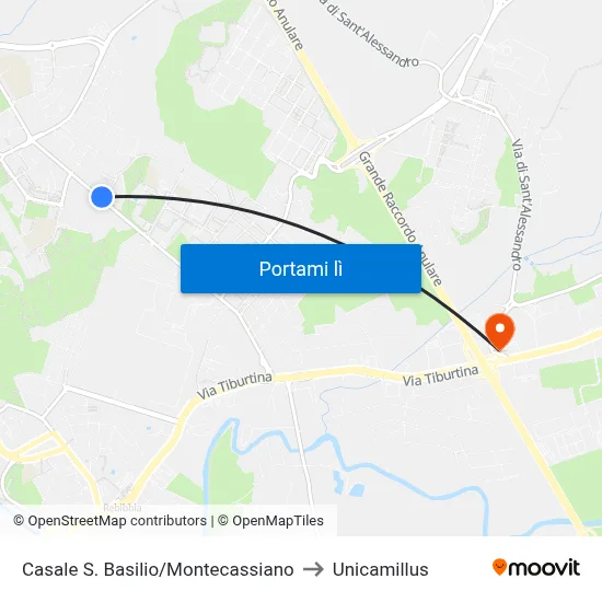 Casale S. Basilio/Montecassiano to Unicamillus map
