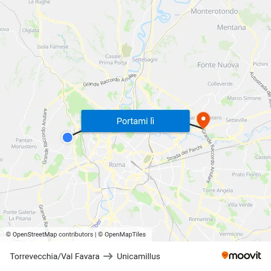 Torrevecchia/Val Favara to Unicamillus map