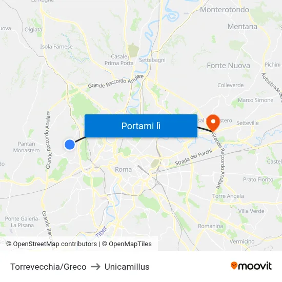 Torrevecchia/Greco to Unicamillus map