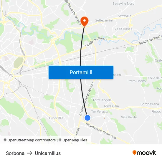 Sorbona to Unicamillus map