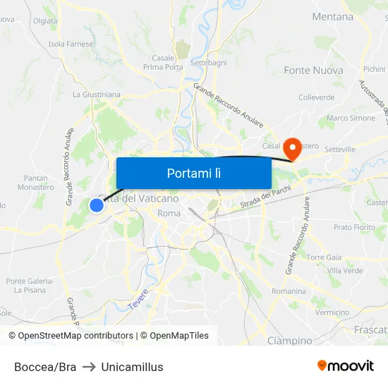 Boccea/Bra to Unicamillus map