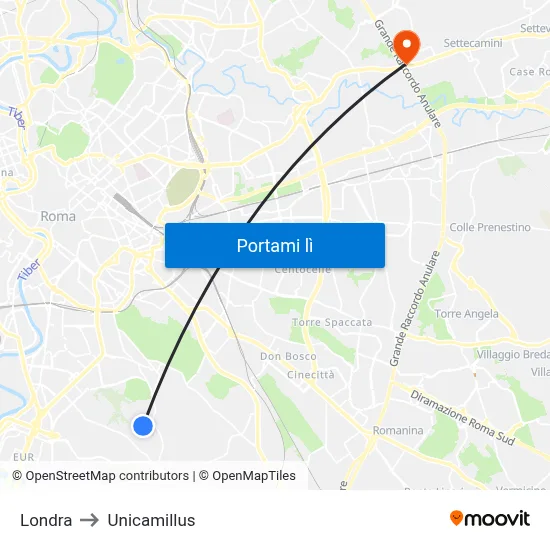 Londra to Unicamillus map