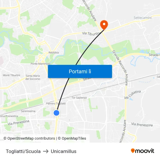Togliatti/Scuola to Unicamillus map