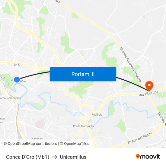 Conca D'Oro (Mb1) to Unicamillus map