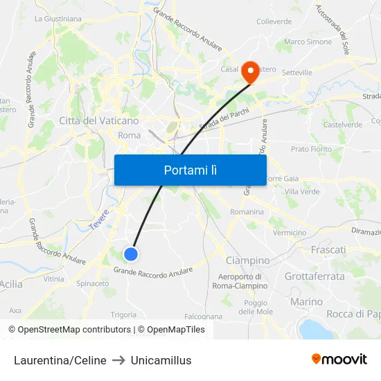 Laurentina/Celine to Unicamillus map