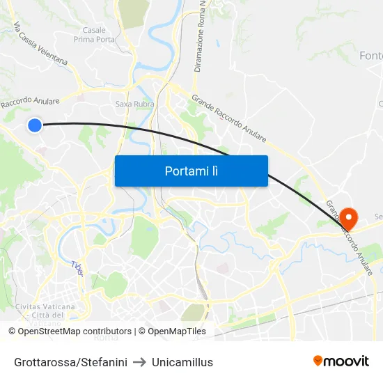 Grottarossa/Stefanini to Unicamillus map