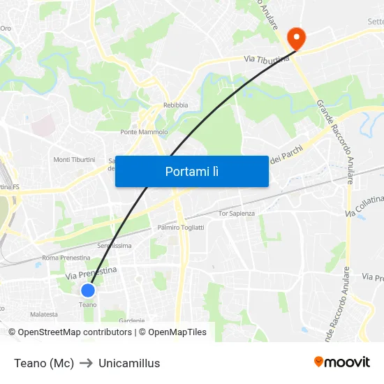 Teano (Mc) to Unicamillus map