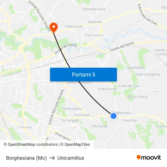 Borghesiana (Mc) to Unicamillus map