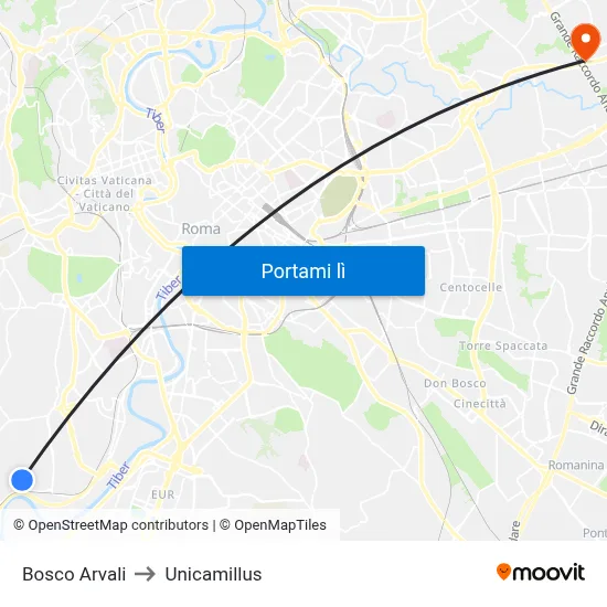 Bosco Arvali to Unicamillus map