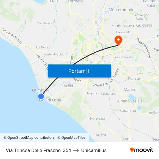 Via Trincea Delle Frasche, 354 to Unicamillus map